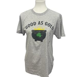 New Pacific Womens Small Good As Gold St Patricks Day PolCotton Short Sleeve Tee